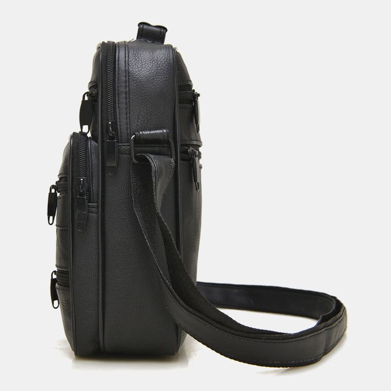 Mænd Ægte Læder Mode Business Ensfarvet Læder Skuldertaske Crossbody Taske