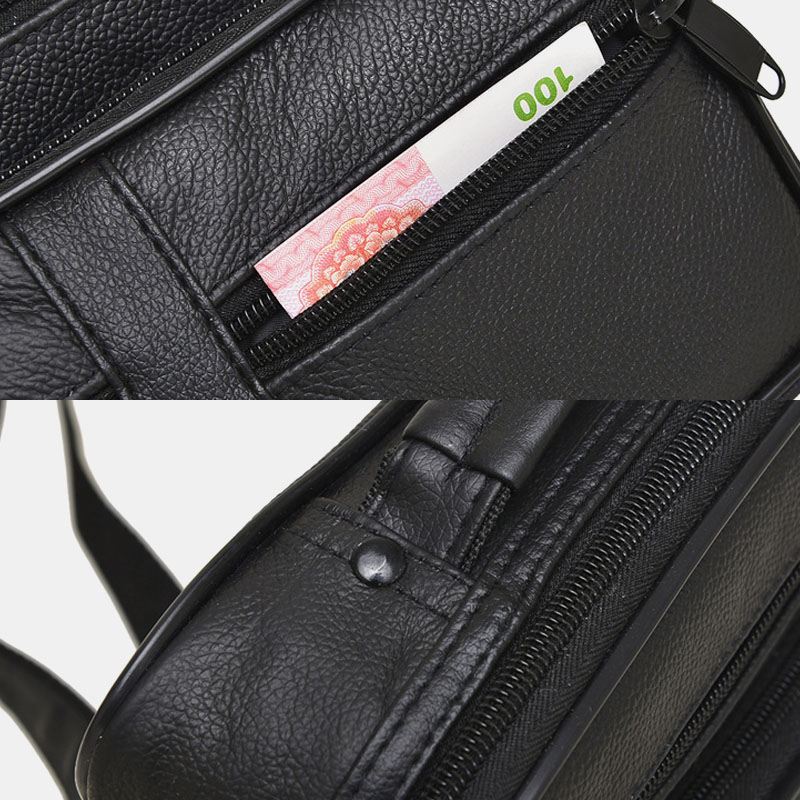 Mænd Ægte Læder Mode Business Ensfarvet Læder Skuldertaske Crossbody Taske