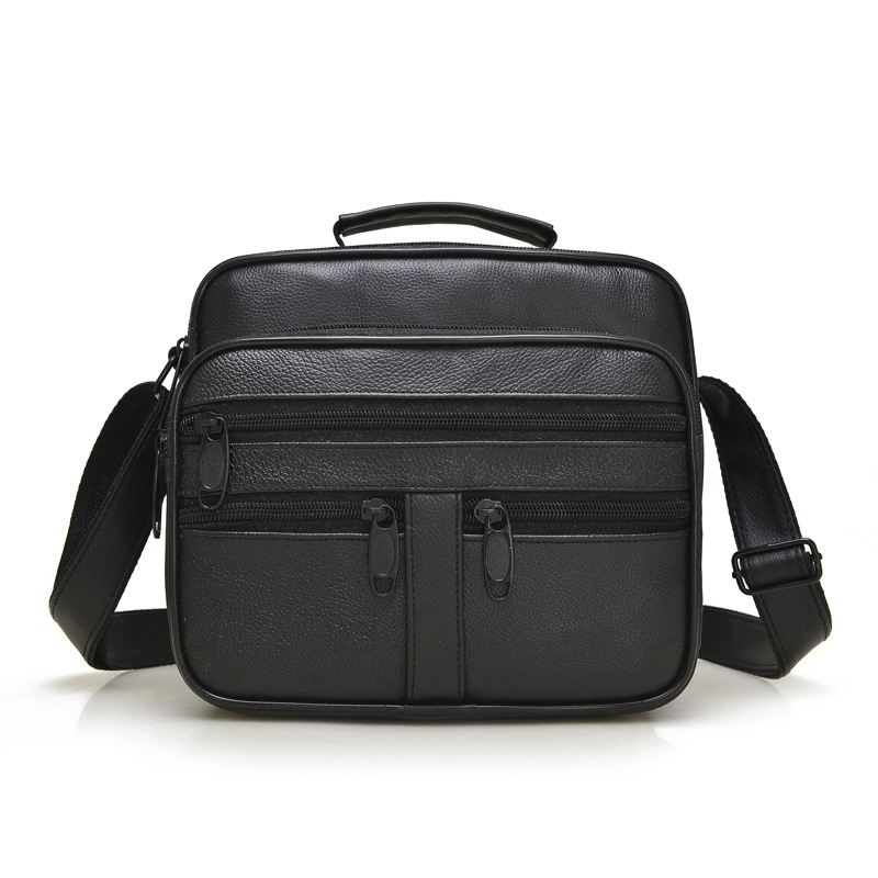 Mænd Ægte Læder Mode Business Ensfarvet Læder Skuldertaske Crossbody Taske