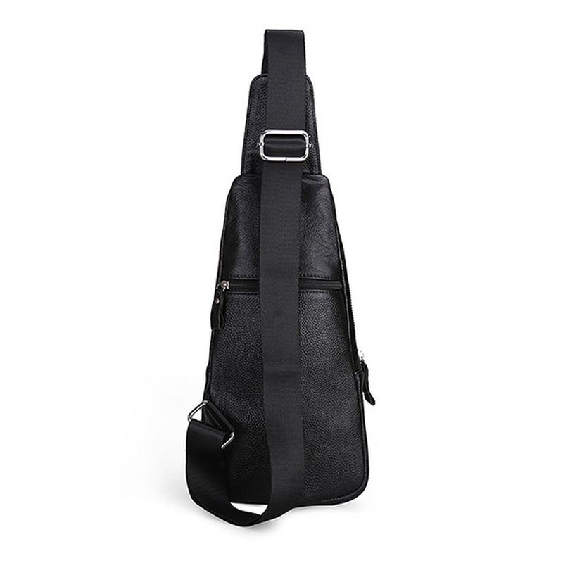 Mænd Ægte Læder Mode Casual Chest Pack Daypack Sling Bag Skuldertaske