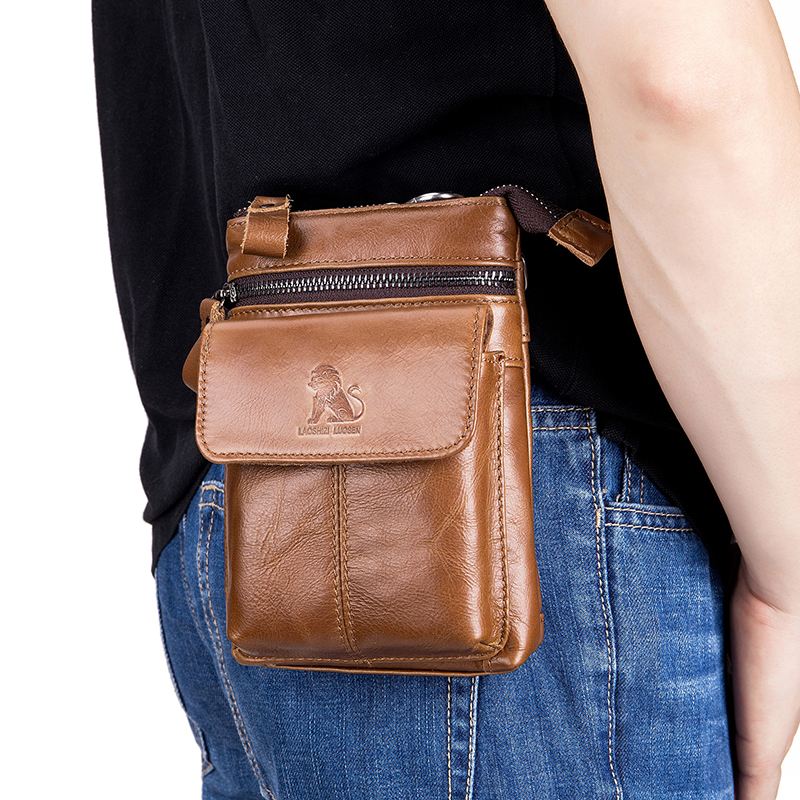 Mænd Ægte Læder Multi-carry Crossbody Taske Kohud Taske