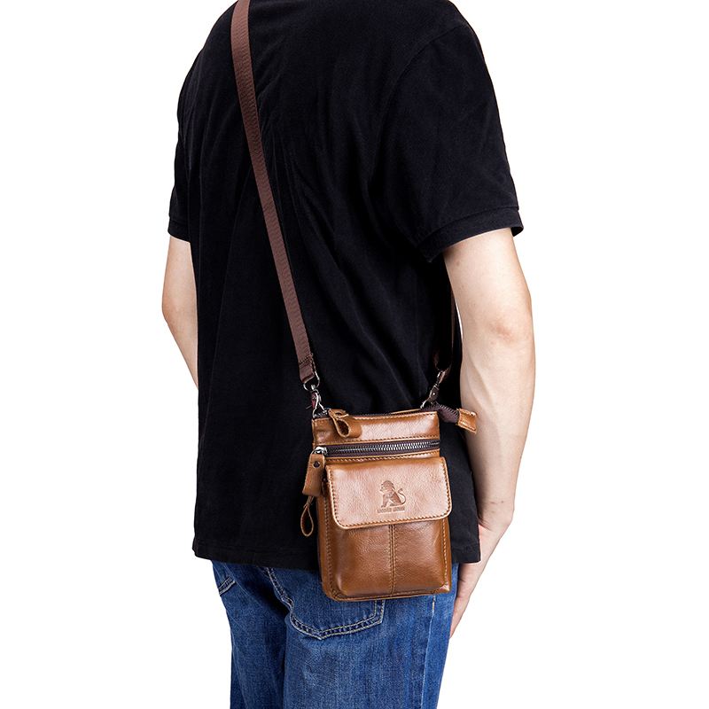 Mænd Ægte Læder Multi-carry Crossbody Taske Kohud Taske