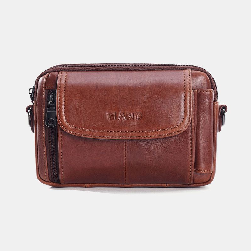 Mænd Ægte Læder Multi-funktion Vintage Cross Body Taske Udendørs Talje Bælte Taske