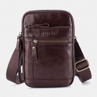 Mænd Ægte Læder Multi-layer Crossbody-taske Taljebælte-taske Skuldertaske Telefontaske