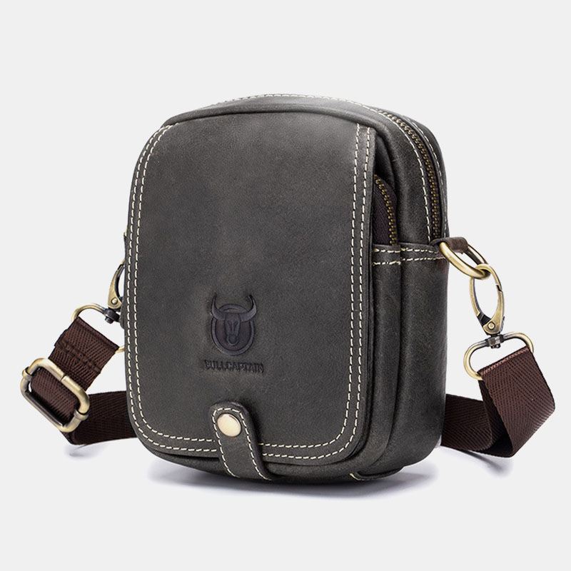 Mænd Ægte Læder Multi-layers Casual Crossbody Taske Skuldertaske