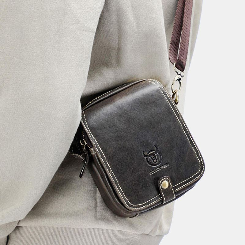 Mænd Ægte Læder Multi-layers Casual Crossbody Taske Skuldertaske