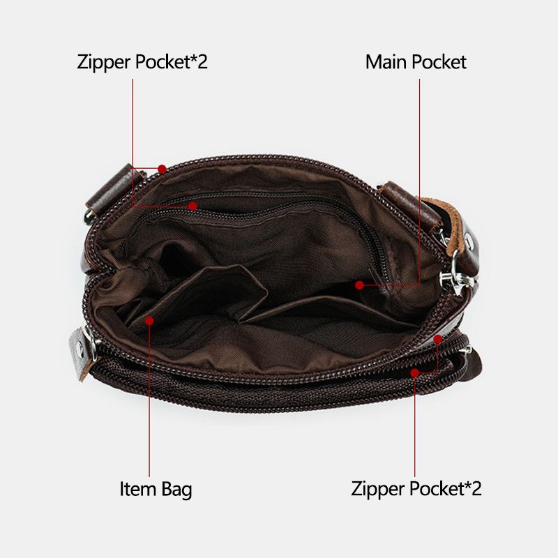 Mænd Ægte Læder Multi-lomme Casual Business 6.3 Tommer Telefontaske Crossbody Tasker Første Lag Okselæder Skuldertaske