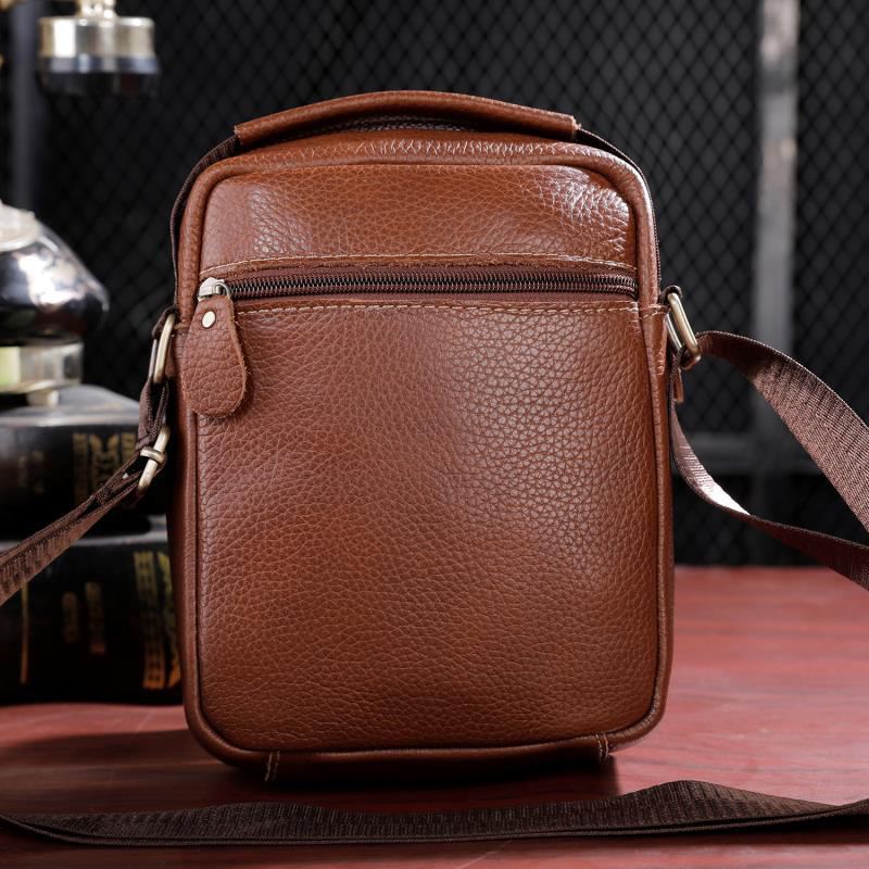 Mænd Ægte Læder Multi-lomme Vintage 6.3 Tommer Telefontaske Crossbody Tasker Skuldertaske Håndtaske