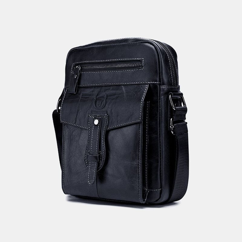 Mænd Ægte Læder Multi-pocket Anti-theft Crossbody Bag Skuldertaske