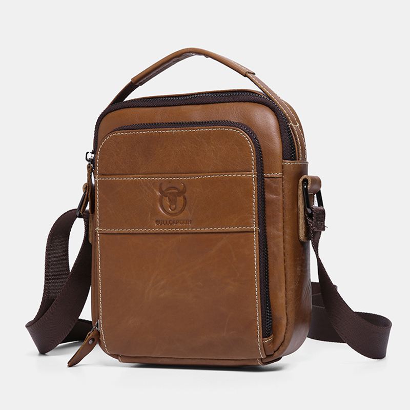 Mænd Ægte Læder Multi-pocket Casual Crossbody Taske Skuldertaske