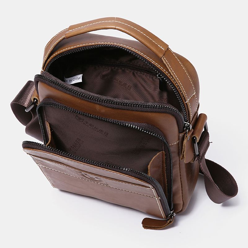 Mænd Ægte Læder Multi-pocket Casual Crossbody Taske Skuldertaske