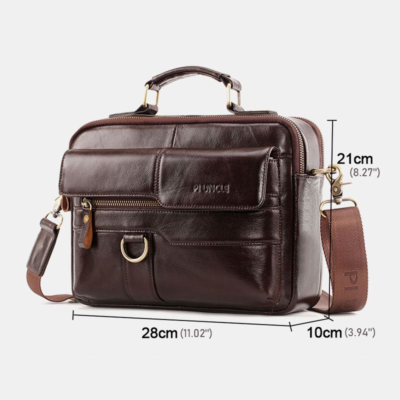 Mænd Ægte Læder Multi-pocket Crossbody Tasker Stor Kapacitet Retro 6.5 Tommer Telefontaske Dokumentmappe Skuldertaske Håndtaske