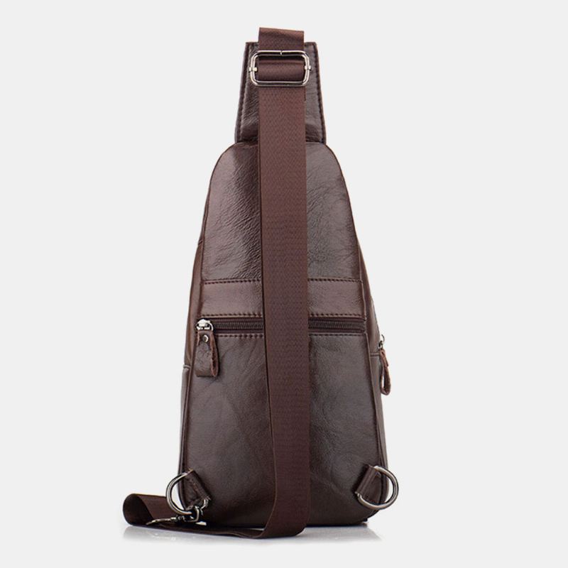 Mænd Ægte Læder Multi-pocket Stor Kapacitet Vintage First Layer Kohud Crossbody Tasker Skuldertaske Brysttaske