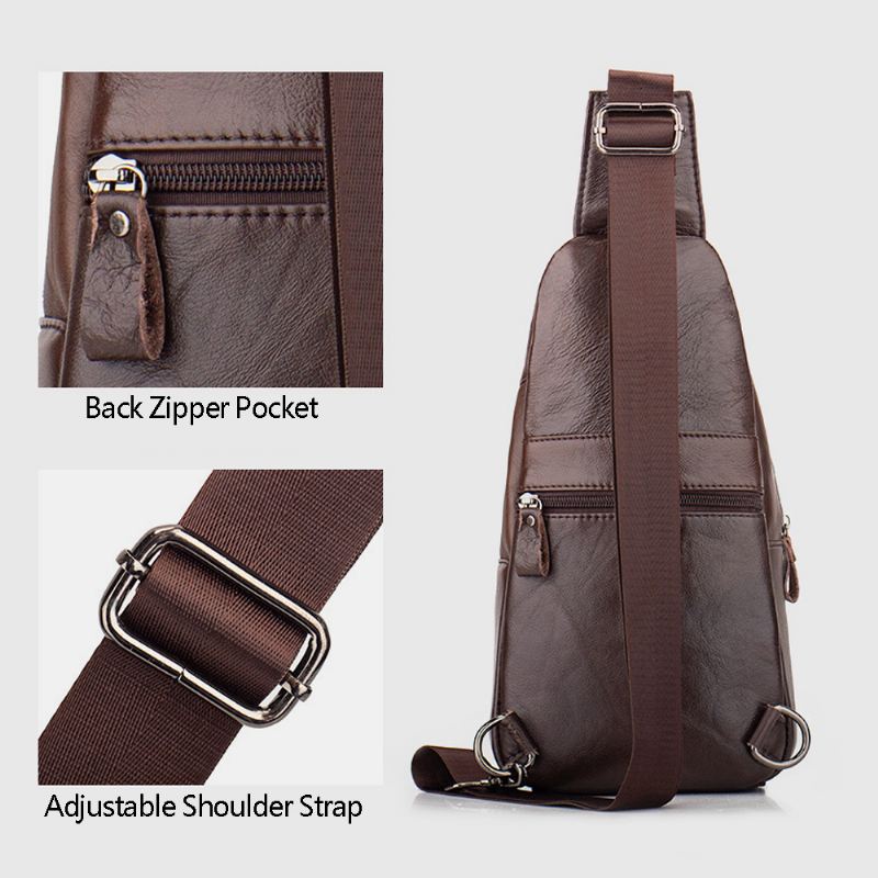 Mænd Ægte Læder Multi-pocket Stor Kapacitet Vintage First Layer Kohud Crossbody Tasker Skuldertaske Brysttaske