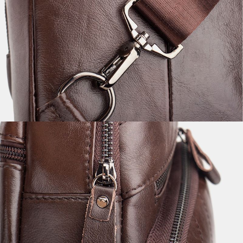 Mænd Ægte Læder Multi-pocket Stor Kapacitet Vintage First Layer Kohud Crossbody Tasker Skuldertaske Brysttaske