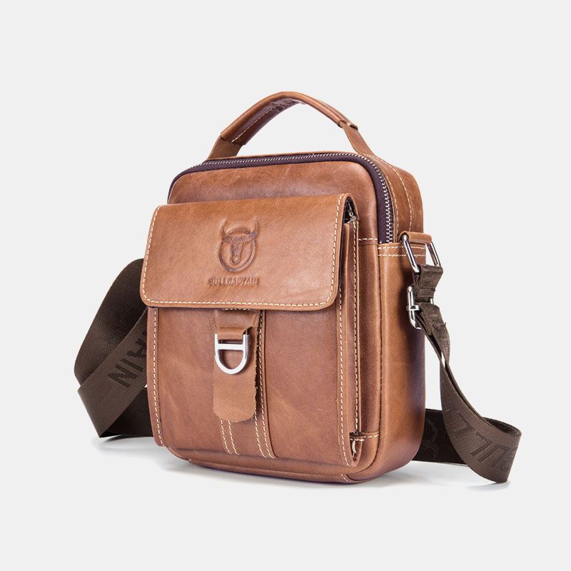 Mænd Ægte Læder Multifunktion Anti-theft Multi-layers Casual Crossbody Taske Skuldertaske