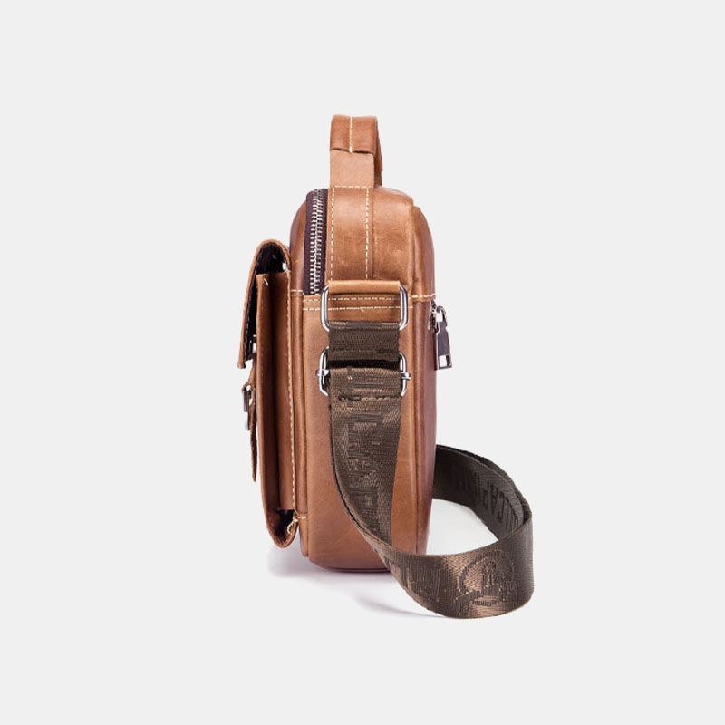 Mænd Ægte Læder Multifunktion Anti-theft Multi-layers Casual Crossbody Taske Skuldertaske