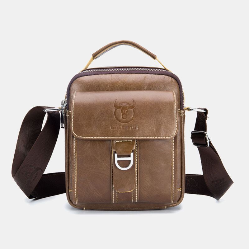 Mænd Ægte Læder Multifunktion Anti-theft Multi-layers Casual Crossbody Taske Skuldertaske