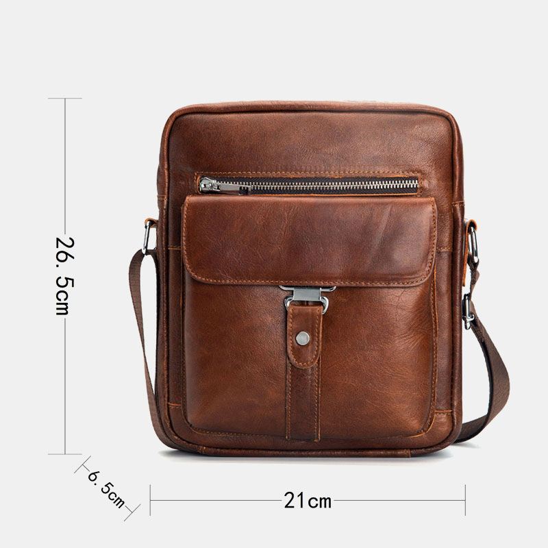 Mænd Ægte Læder Multifunktion Anti-tyveri Slidbestandig Vintage Business Crossbody Taske Skuldertaske