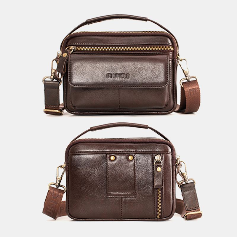 Mænd Ægte Læder Multifunktion Multi-bære 6.5 Tommer Telefontaske Crossbody Taske Taljetaske