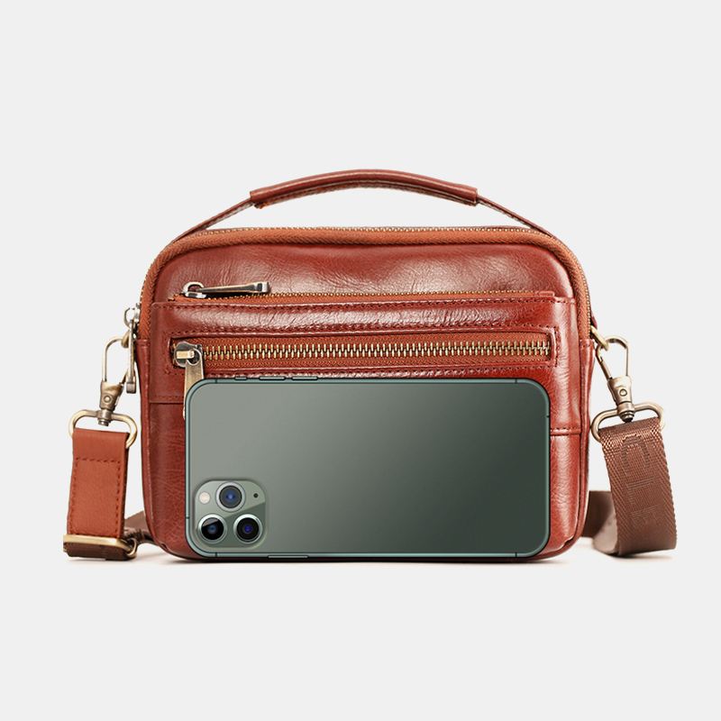 Mænd Ægte Læder Multifunktion Multi-bære 6.5 Tommer Telefontaske Crossbody Taske Taljetaske