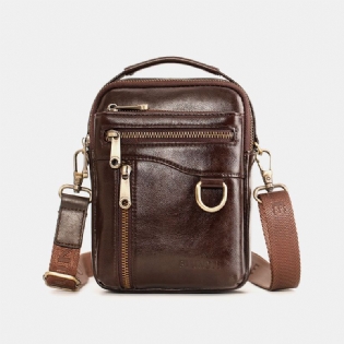 Mænd Ægte Læder Multifunktion Multi-carry 4 Kortpladser Crossbody Taske Taljetaske