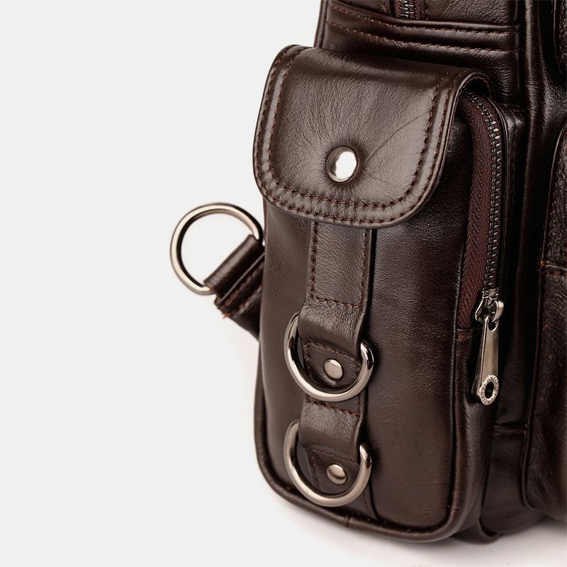 Mænd Ægte Læder Multifunktion Multi-carry Udendørs Rejse Kohud Crossbody Taske Rygsæk