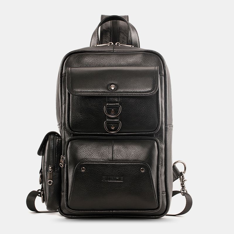 Mænd Ægte Læder Multifunktion Multi-carry Udendørs Rejse Kohud Crossbody Taske Rygsæk