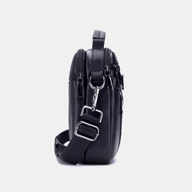 Mænd Ægte Læder Multifunktion Multi-pocket Anti-theft Crossbody Bag Skuldertaske