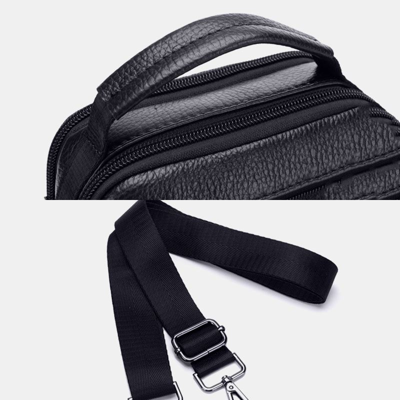 Mænd Ægte Læder Multifunktion Multi-pocket Anti-theft Crossbody Bag Skuldertaske