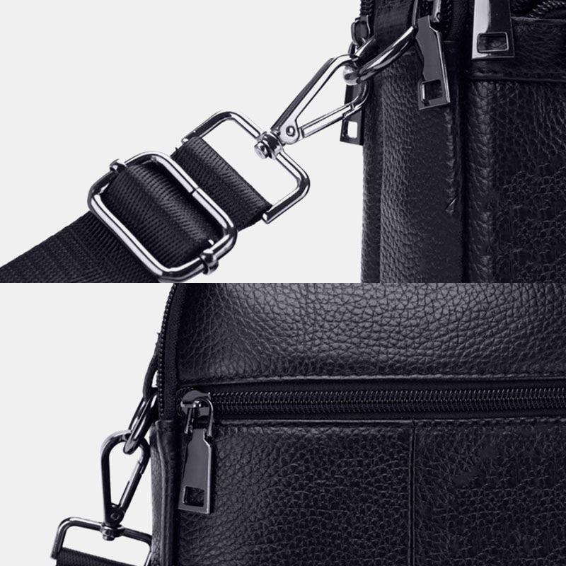 Mænd Ægte Læder Multifunktion Multi-pocket Anti-theft Crossbody Bag Skuldertaske