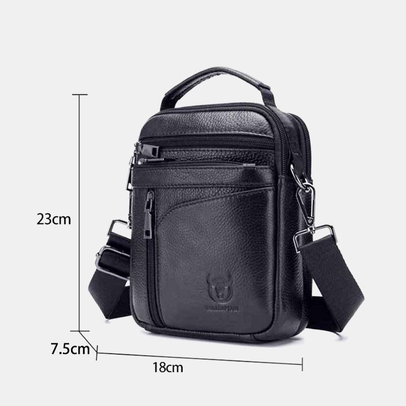 Mænd Ægte Læder Multifunktion Multi-pocket Anti-theft Crossbody Bag Skuldertaske