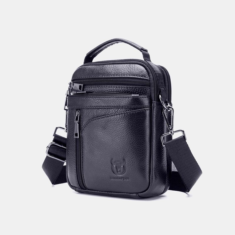 Mænd Ægte Læder Multifunktion Multi-pocket Anti-theft Crossbody Bag Skuldertaske