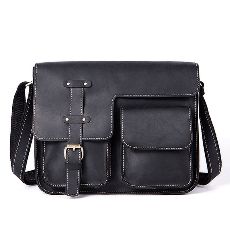 Mænd Ægte Læder Multifunktionel Minimalistisk Retro Skulder Crossbody Taske