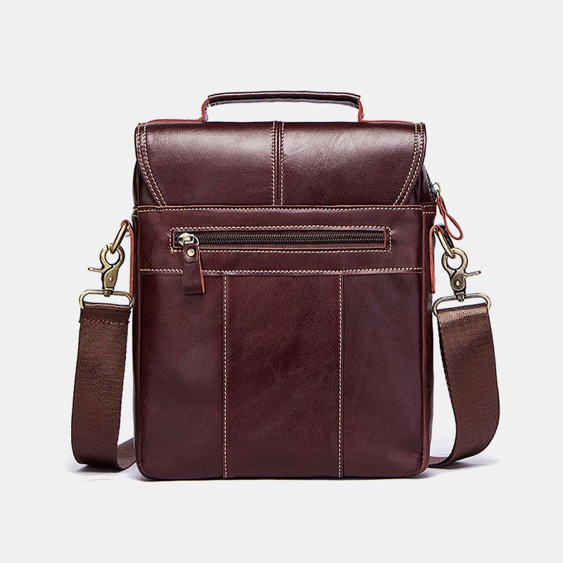 Mænd Ægte Læder Okselæder Retro Multi-lommer Multi-layers Crossbody Taske