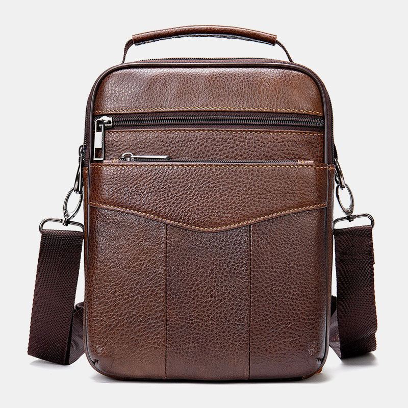 Mænd Ægte Læder Retro Business Lodret Håndtaske Crossbody Taske