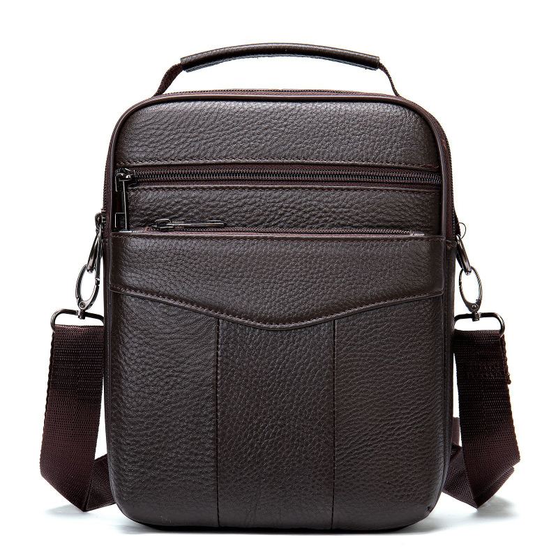 Mænd Ægte Læder Retro Business Lodret Håndtaske Crossbody Taske