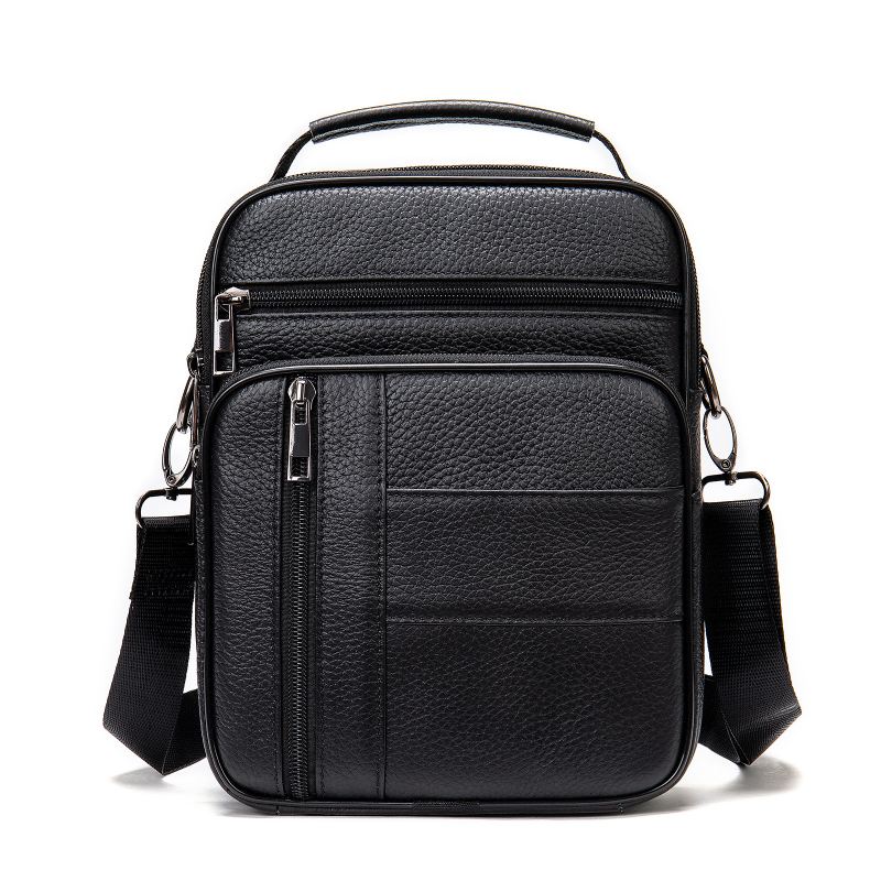 Mænd Ægte Læder Retro Business Lodret Håndtaske Crossbody Taske