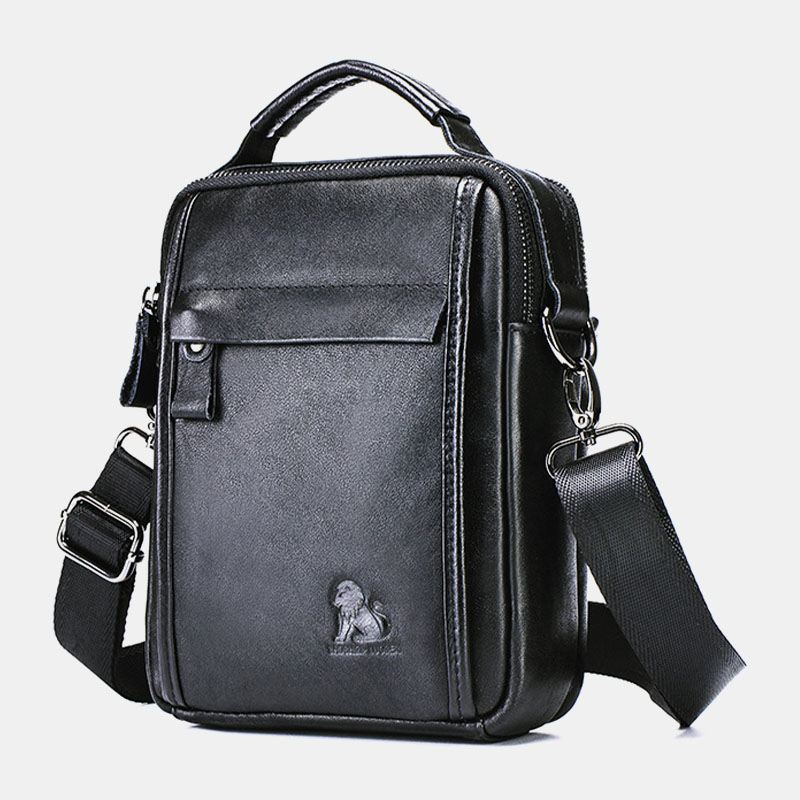 Mænd Ægte Læder Retro Business Small Koskind Læder Skuldertaske Crossbody Taske