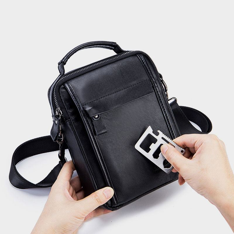 Mænd Ægte Læder Retro Business Small Koskind Læder Skuldertaske Crossbody Taske