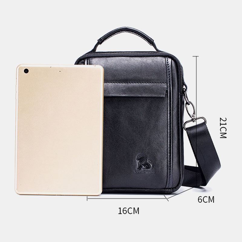 Mænd Ægte Læder Retro Business Small Koskind Læder Skuldertaske Crossbody Taske