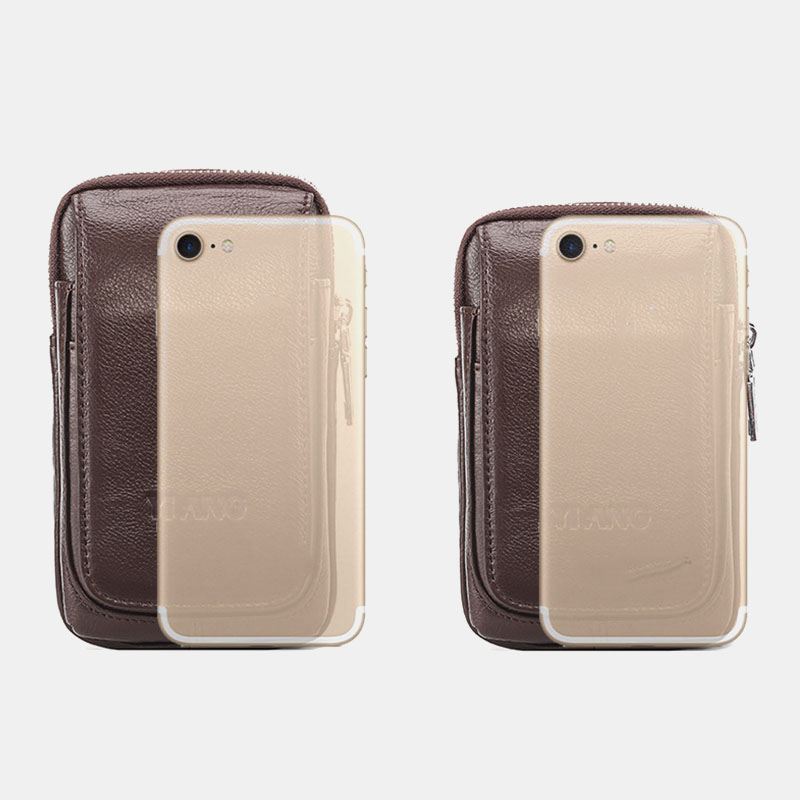 Mænd Ægte Læder Retro Multi-carry Mini Telefontaske Kortholder Taske Taljetaske Crossbody Taske