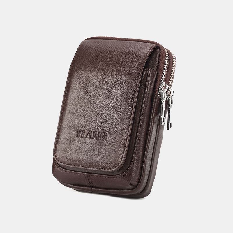 Mænd Ægte Læder Retro Multi-carry Mini Telefontaske Kortholder Taske Taljetaske Crossbody Taske