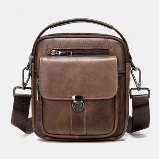 Mænd Ægte Læder Ryg Anti-tyveri Lomme Crossbody Tasker Retro Multi-pocket Slidstærk Messenger Bag Skuldertaske