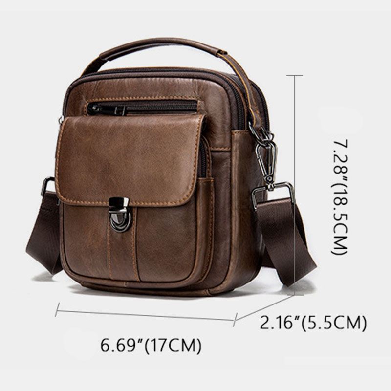 Mænd Ægte Læder Ryg Anti-tyveri Lomme Crossbody Tasker Retro Multi-pocket Slidstærk Messenger Bag Skuldertaske