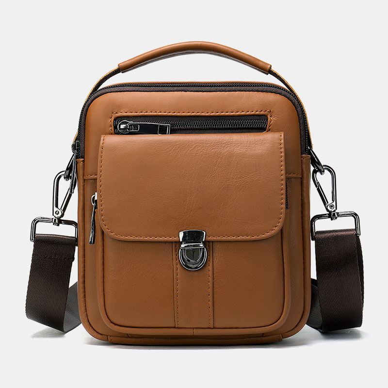 Mænd Ægte Læder Ryg Anti-tyveri Lomme Crossbody Tasker Retro Multi-pocket Slidstærk Messenger Bag Skuldertaske