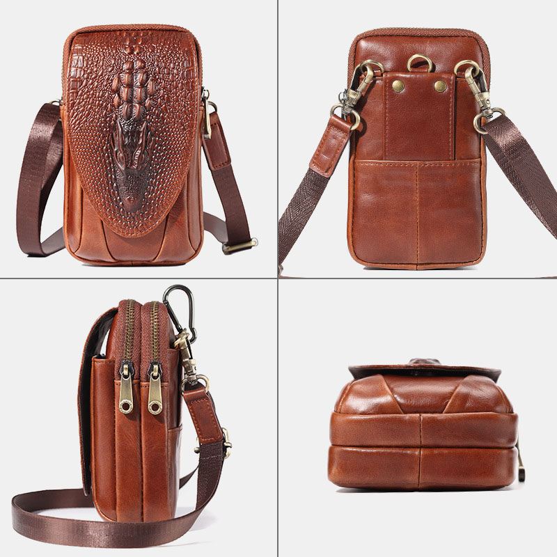 Mænd Ægte Læder Skuldertaske Crossbody Taske Taljetaske