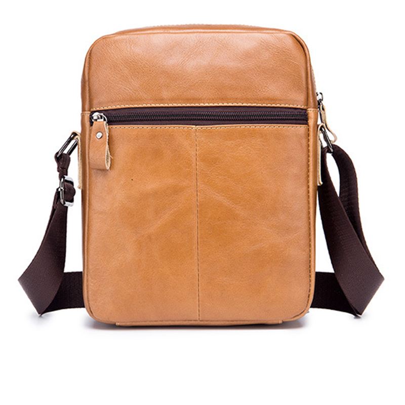 Mænd Ægte Læder Solid Crossbody Taske Udendørs