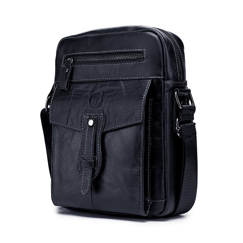 Mænd Ægte Læder Solid Crossbody Taske Udendørs