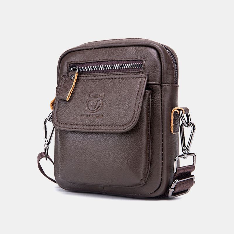 Mænd Ægte Læder Vandtæt Multifunktion Multi-lag Crossbody Taske Skuldertaske